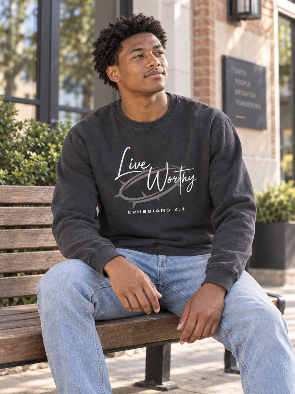 Live Worthy Garment-Dyed Crewneck