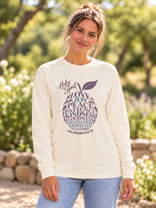 Fruit of the Spirit Purple Garment-Dyed Long Sleeve Tee
