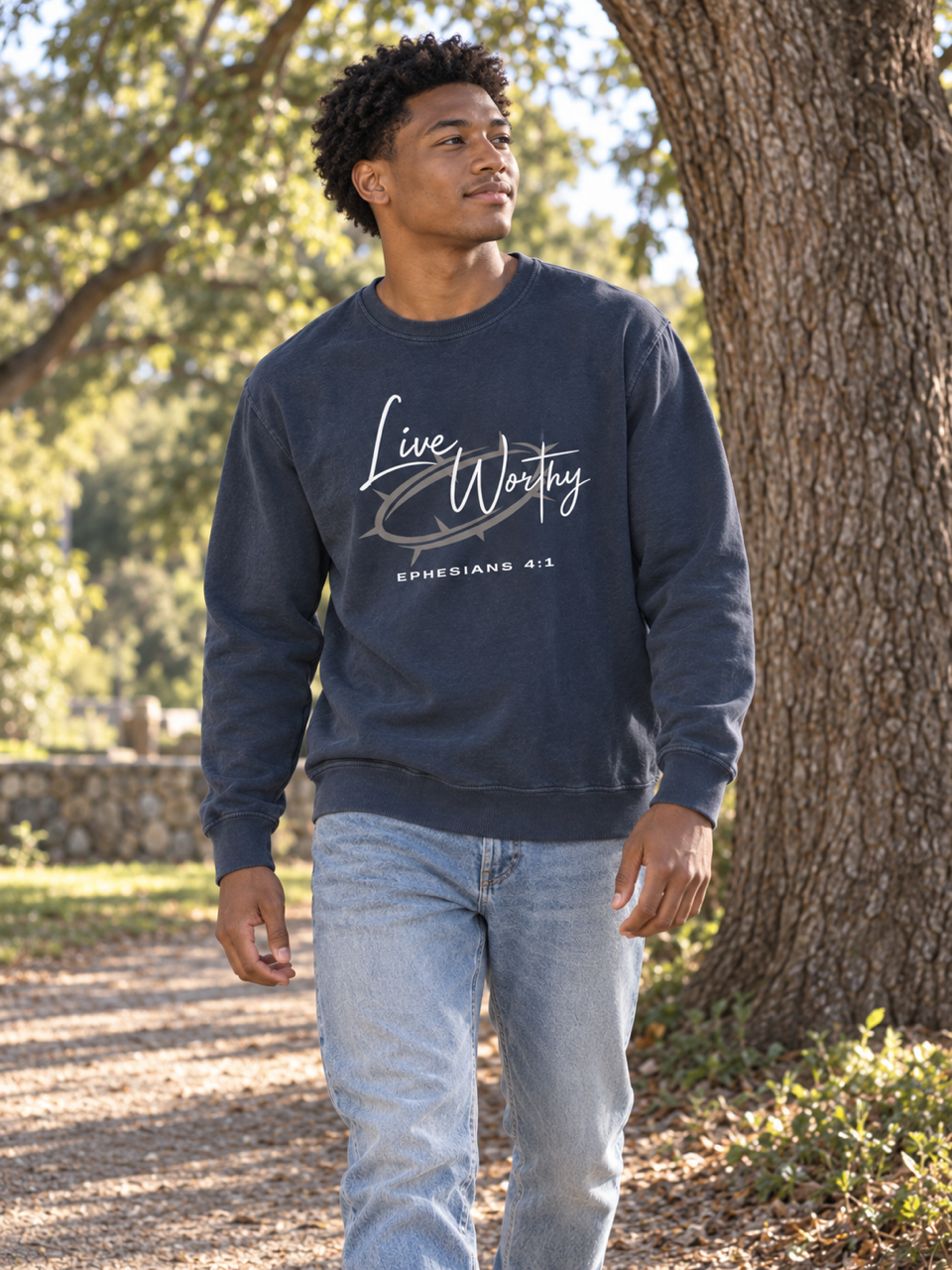 Live Worthy Garment-Dyed Crewneck