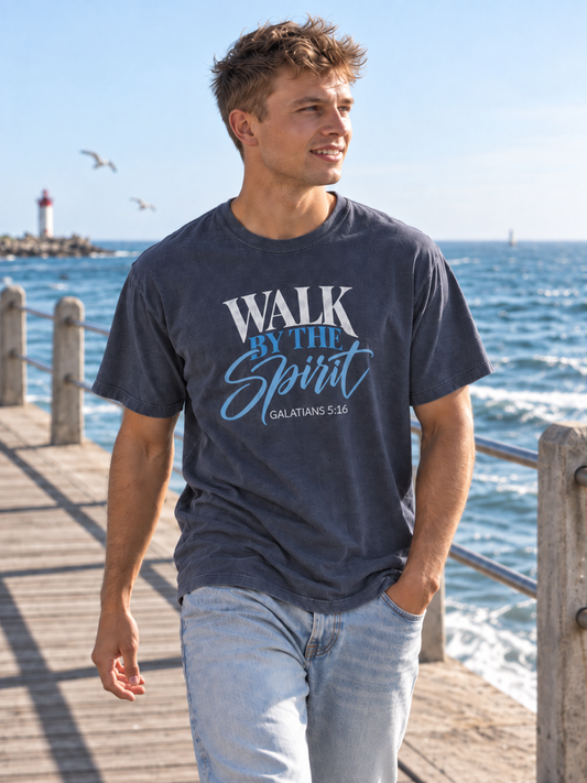 Walk by the Spirit (blue) Garment-dyed Tee